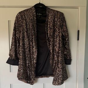 Sam Edelman Sequin Blazer in Black and Gold